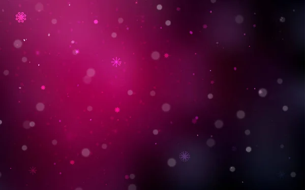 Donker Roze Vector Achtergrond Met Sneeuwvlokken Xmas Moderne Geometrische Abstracte — Stockvector