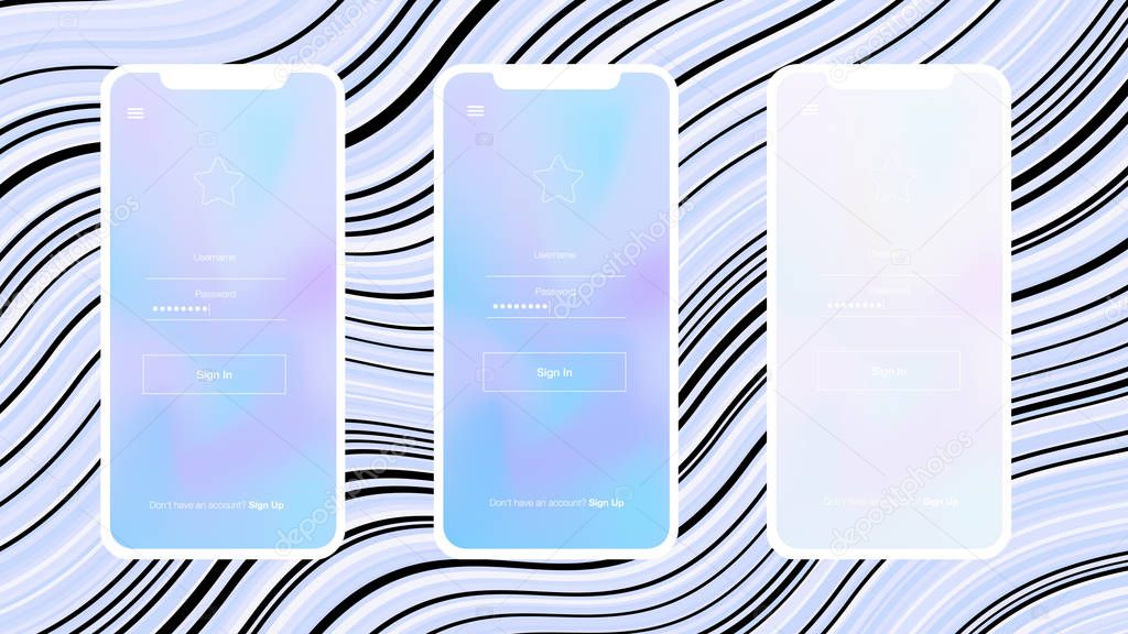 Light BLUE vector style guide with phone screen. Modern gradient illustration with smartphones. This template you can use for landing pages.