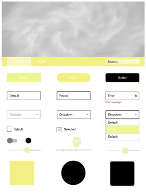 Evren yıldız ile hafif sarı vektör tasarım UI kiti. Güzel UI ux kiti ile onun üstbilgisindeki renkli gökyüzü. Web siteleri, açılış sayfaları için güzel düzeni.