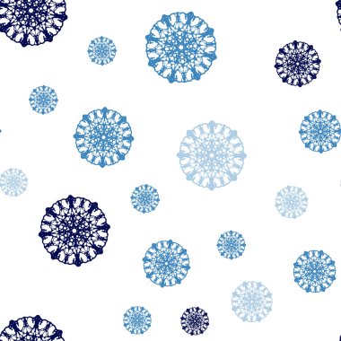 Koyu mavi vektör xmas kar taneleri ile sorunsuz arka plan. Kristalleri ile glitter soyut Illustration buz. Desen tasarım pencere panjur, perdeler.