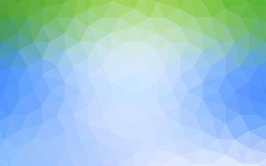 Açık mavi, vektör düşük poli düzen yeşil. Gradyan ile Origami tarzında yaratıcı geometrik şekil. Tamamen yeni bir tasarım sizin broşürü.