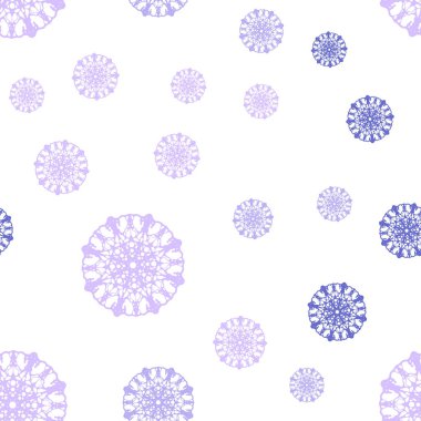 Hafif pembe, mavi vektör sorunsuz kapak güzel kar taneleri ile. Dekoratif illüstrasyon kar soyut şablonundaki ile parlayan. Desen için modaya uygun Kumaş, duvar kağıtları.