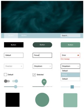 Açık mavi, yeşil vektör tasarım UI kiti ile evren yıldız. Web Kullanıcı arabirimi kiti ile onun üstbilgisindeki soyut degrade bulutlar. Bu web siteleri için kullanabileceğiniz şablon.
