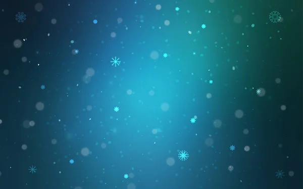 Bleu Clair Motif Vectoriel Vert Avec Flocons Neige Noël Illustration — Image vectorielle