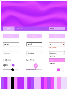 Işık mor, pembe vektör web UI kiti ile lamba şekiller. Glitter soyut resim bulanık kabarcık şekilleri ile... Bu örnek için sitesidir.