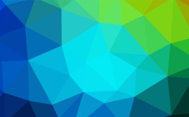 Açık mavi, yeşil vektör üçgen mozaik kapak. Üçgenler ile renkli resimde parlayan. İş tasarımınız için yeni stil.