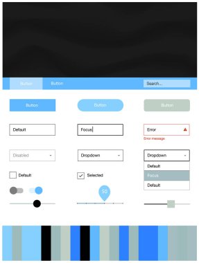 Açık mavi, sarı vektör tel kafes kiti soyut daireler ile. Degrade çizgiler ile renkli soyut resimde. Web siteleri için basit renkli tasarım.