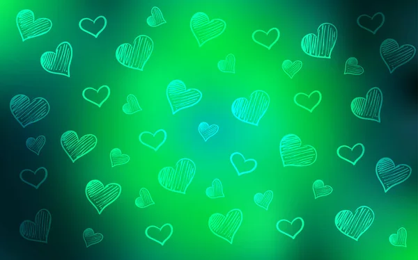 浅绿色矢量背景与心 在情人节的爱情概念插图 结婚礼物的模式 恭喜你 — 图库矢量图片