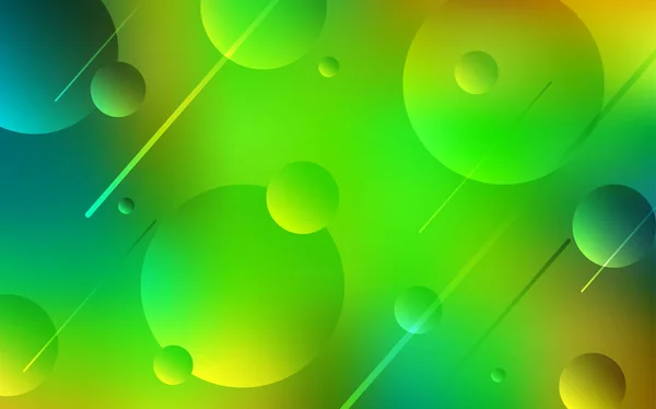 Світло Зелене Жовте Векторне Компонування Формами Кола Розмиті Бульбашки Абстрактному — стоковий вектор