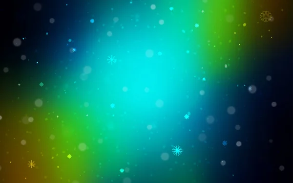 Texture Vectorielle Bleu Foncé Jaune Avec Flocons Neige Colorés Illustration — Image vectorielle