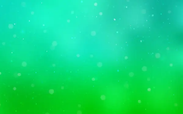Hellgrüne Vektortextur Mit Farbigen Schneeflocken Schnee Auf Verschwommenem Abstrakten Hintergrund — Stockvektor