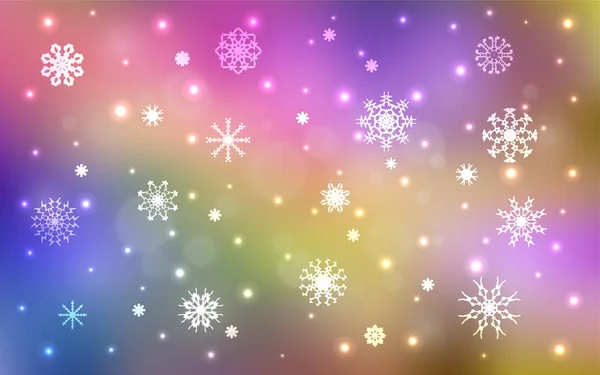 Layout Vetorial Multicolorido Claro Com Flocos Neve Brilhantes Projeto Decorativo — Vetor de Stock