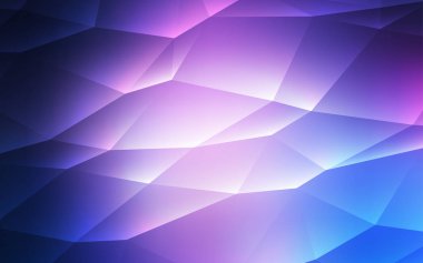 Pembe ışık, vektör şablon kristalleri, üçgenler ile mavi. Renkli gradyan ile arka plan üçgenler. Açılış sayfanız için modern şablon.