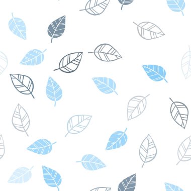 Hafif mavi vektör sorunsuz doodle zemin yaprakları ile. Modern geometrik soyut illüstrasyon ile bırakır. Desen için modaya uygun Kumaş, duvar kağıtları.