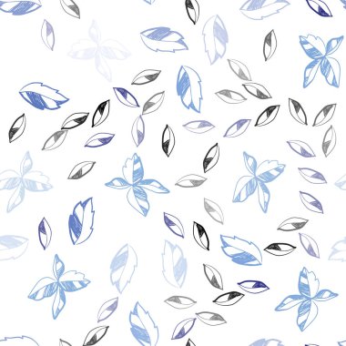 Pembe ışık, vektör sorunsuz zarif şablon yaprakları ile mavi. Renkli resimde doodle tarzı yaprakları ile. Desen için modaya uygun Kumaş, duvar kağıtları.
