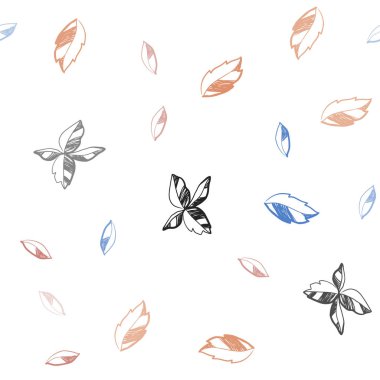 Açık mavi, sarı vektör sorunsuz soyut tasarım yaprakları ile. Renkli resimde doodle tarzı yaprakları ile. Kartvizit, Web siteleri için şablon.