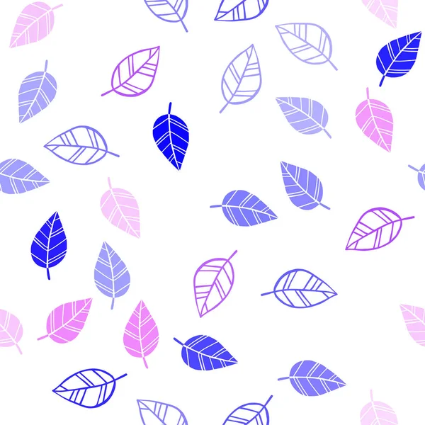 Hellrosa Blauer Vektor Nahtlos Eleganter Hintergrund Mit Blättern Doodle Illustration — Stockvektor
