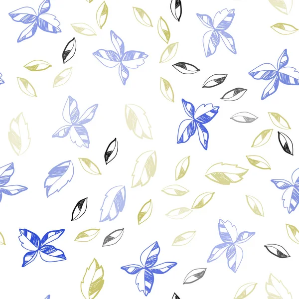 Açık mavi, sarı vektör sorunsuz zarif duvar kağıdı yaprakları ile. Doodle yaprakları gradyan ile Origami tarzında Illustration. Duvar kağıdı, kumaş üreticileri için modaya uygun bir tasarım.