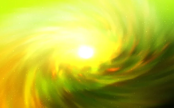 Hellgrüne Gelbe Vektorschablone Mit Raumsternen Leuchtende Illustration Mit Himmelssternen Auf — Stockvektor