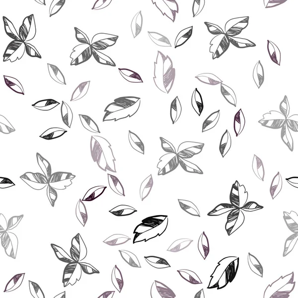 Koyu pembe, mavi yaprakları ile sorunsuz zarif şablon vektör. Yaprakları doodle tarzı ile renkli soyut resimde. Duvar kağıdı, kumaş üreticileri için modaya uygun bir tasarım.