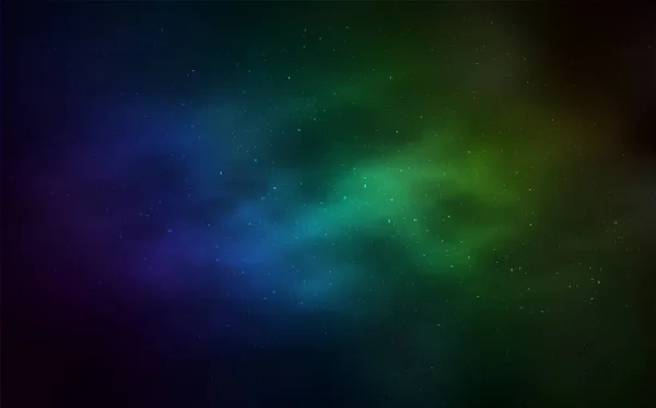 Azul Oscuro Fondo Vectorial Verde Con Estrellas Galaxias Ilustración Colores — Vector de stock