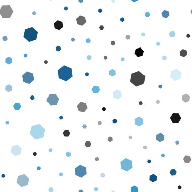 Koyu mavi sorunsuz zemin ile altıgenler vektör. İllüstrasyon renkli altıgenler dizi. Reklamlar, el ilanları için desen.