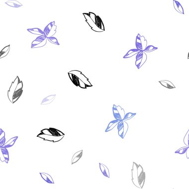 Pembe ışık, vektör sorunsuz doodle düzen yaprakları ile mavi. Hint tarzı ile bulanık dekoratif tasarım bırakır. Tekstil, kumaş, duvar kağıtları için tasarım.