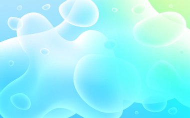 Açık mavi, bükülmüş satır şablonuyla vektör yeşil. Bulanık kabarcık şekillerle bir örnek. Memphis tarzı iş tasarımınız için.