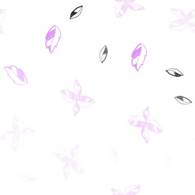 Hafif pembe vektör sorunsuz doodle desen yaprakları ile. Parlayan illüstrasyon karalama stilinde yaprakları ile renkli. Desen için modaya uygun Kumaş, duvar kağıtları.