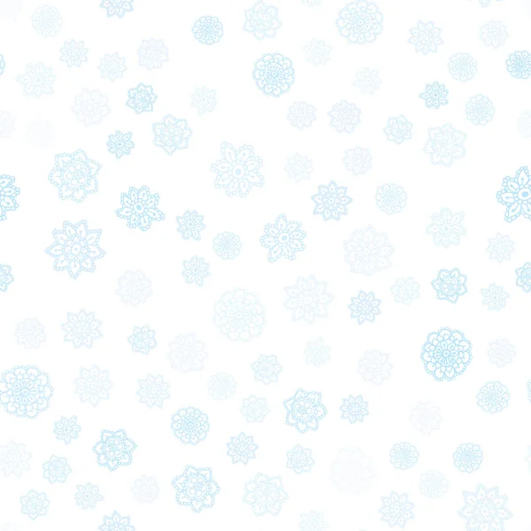 Luz Azul Patrón Inconsútil Vector Con Copos Nieve Navidad Ilustración — Vector de stock