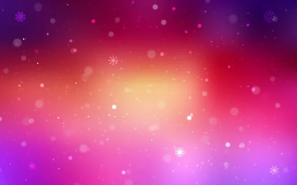 Світло Рожевий Жовтий Векторний Шаблон Льодовими Сніжинками Блискуча Кольорова Ілюстрація — стоковий вектор