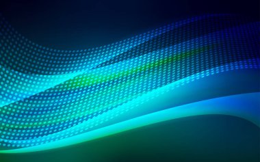 Koyu mavi, yeşil arka plan kabarcıklar, satırları ile vektör. Glitter soyut resim bağlantı üçgen yapısı ile. Duvar kağıdı, kumaş üreticileri için modaya uygun bir tasarım.