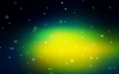 Koyu mavi, yeşil Noel kar taneleri ile desen vektör. Bulanık arka plan gradyan ile kar. Desen-ebilmek var olmak kullanılmış için yeni yıl hazırlanan broşürler.