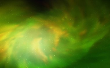 Galaksi yıldızlı açık yeşil vektör arka planı. Soyut şablonda gökyüzü yıldızlarıyla parlayan illüstrasyon. Fütürist reklamlar ve kitapçıklar için şablon.