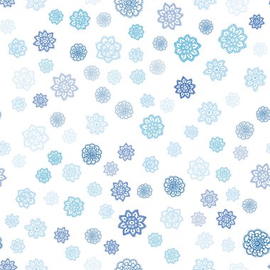 Xmas kar taneleri ile sorunsuz arka plan ışık mavi vektör. Dekoratif illüstrasyon kar soyut şablonundaki ile parlayan. Duvar kağıdı, kumaş üreticileri için modaya uygun bir tasarım.