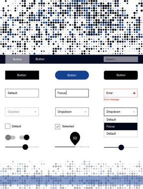 Koyu mavi vektör tel kafes kiti noktalı. Güzel UI ux kiti ile onun üstbilgisindeki renkli noktalar. Sen-ebilmek kullanma için açılış sayfaları bu şablonu.