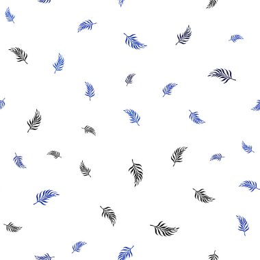 Koyu mavi vektör sorunsuz doodle desen yaprakları ile. Modern geometrik soyut illüstrasyon ile bırakır. Desen tasarım pencere panjur, perdeler.
