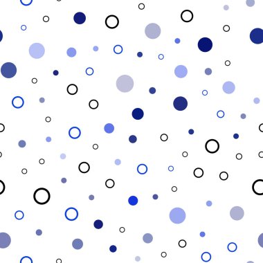 Koyu mavi vektör küreler ile seamless modeli. Bulanık daireler doğa tarzı ile güzel renkli resimde. Kartvizit, Web siteleri için şablon.