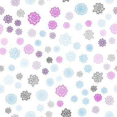 Pembe ışık, vektör sorunsuz düzen parlak kar taneleri ile mavi. Bulanık arka plan gradyan ile kar. Desen için modaya uygun Kumaş, duvar kağıtları.