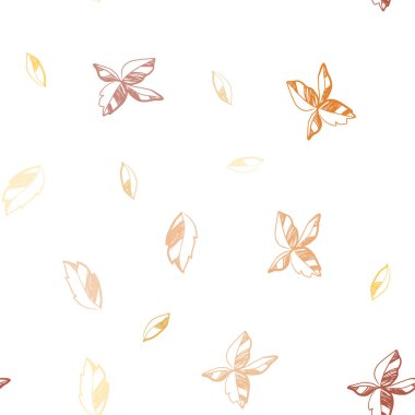 Işık turuncu vektör yaprak ile sorunsuz zarif şablonu. Doodle yaprakları gradyan ile Origami tarzında Illustration. Tekstil, kumaş, duvar kağıtları için tasarım.
