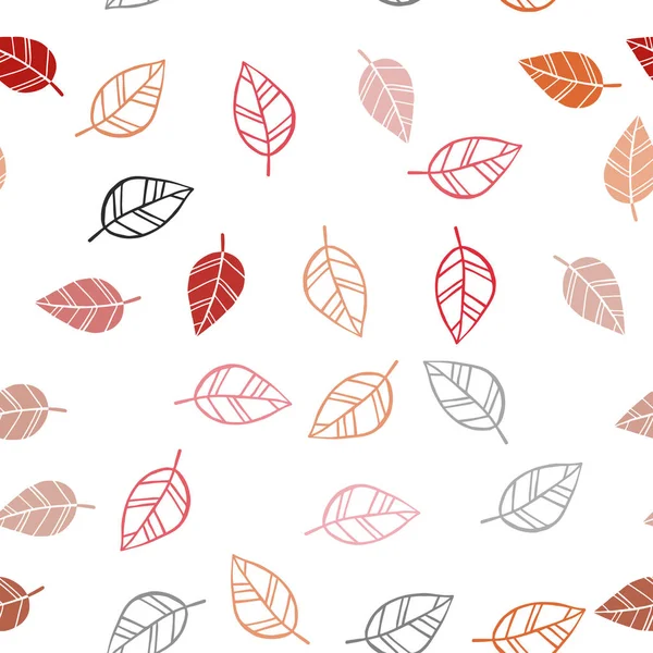 Vecteur Rouge Clair Motif Naturel Sans Couture Avec Des Feuilles — Image vectorielle