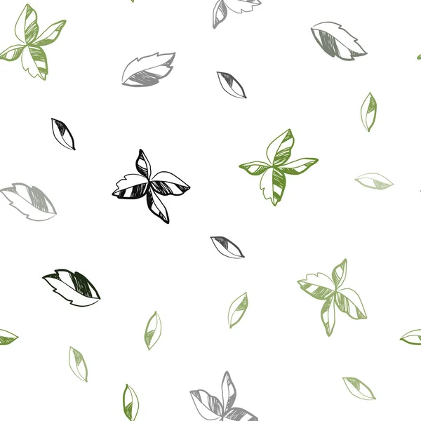 Dark Green Vector Seamless Doodle Pattern Leaves Sketchy Doodles Leaves — Stock Vector