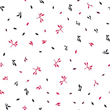 Koyu kırmızı yaprakları ile sorunsuz zemin vektör. Doodle tarzı yaprakları ile yeni renkli resimde. Desen tasarım pencere panjur, perdeler.