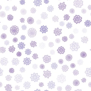 Hafif mor vektör buz kar taneleri sorunsuz şablonu. Kristalleri ile glitter soyut Illustration buz. Desen tasarım pencere panjur, perdeler.