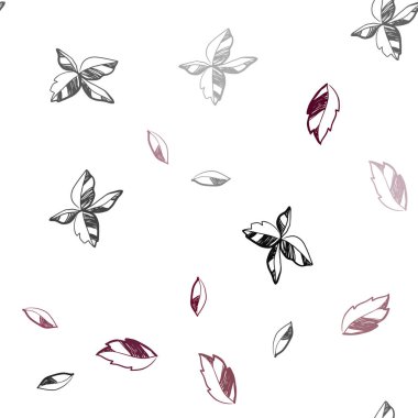 Koyu kırmızı yaprakları ile sorunsuz arka plan vektör. Renkli resimde doodle tarzı yaprakları ile. Duvar kağıdı, kumaş üreticileri için modaya uygun bir tasarım.