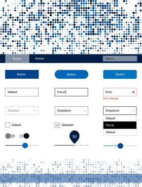 Koyu mavi vektör tel kafes kiti noktalı. Başlığını renkli gradyan daireler modern stil kılavuzu. Bu örnek açılış sayfanız için mu.