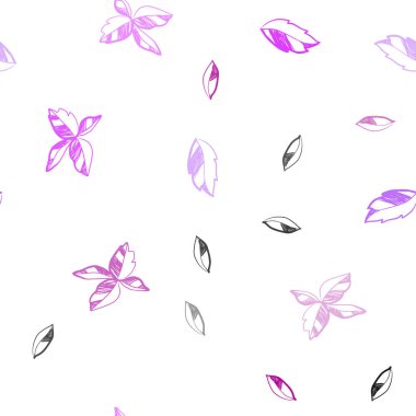 Hafif pembe, kırmızı yaprakları ile sorunsuz zarif arka plan vektör. Renkli resimde doodle tarzı yaprakları ile. Tekstil, kumaş, duvar kağıtları için tasarım.