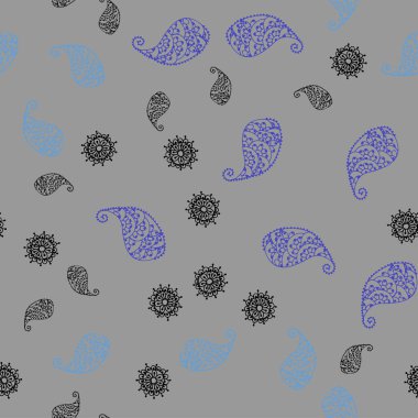 Hafif pembe, mavi vektör sorunsuz doodle doku ile yaprak ve çiçekler. Glitter soyut resimde yaprak ve çiçek ile. Marka kitap tamamen yeni şablon.