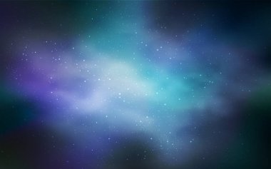 Kozmik yıldızlarla ışık Mavisi vektör düzeni. Parlak astronomik yıldızlı parlak renkli çizimler. İş ilanınız için akıllı tasarım.