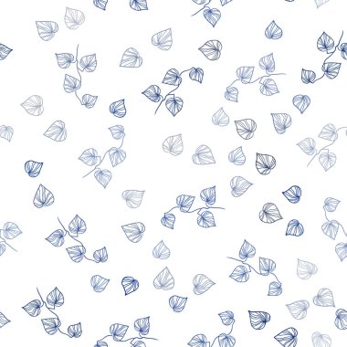 Koyu mavi vektör sorunsuz doodle arka plan yaprakları ile. Belirsiz bir soyut illüstrasyon yaprakları karalamalar tarzı ile. Duvar kağıdı, kumaş üreticileri için modaya uygun bir tasarım.